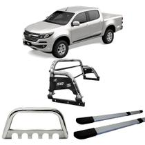 Kit Quebra Mato Santo Antônio H3 Estribo Quadrado S10 12/2020 C/D Prata