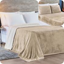 Kit Queen 4 Peças Cobertor Sherpa New Alaska + Jogo Lençol Soft - Caqui Kit Queen 4 Peças Cobertor Sherpa New Alaska + Jogo Lençol Soft - Caqui