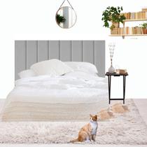 Kit Queen Cabeceira Em Módulo Veludo Cinza Prata 08 Pç 70X20