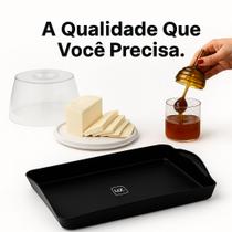 Kit Queijeira Com Tampa Grade Escorredor + Bandeja Café Da Manhã + Meleira Porta Mel UZ Premium