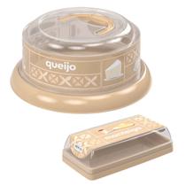 Kit queijeira e porta manteiga bege Plasutil