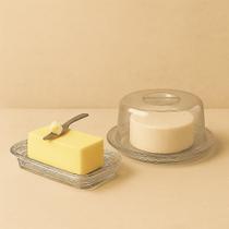 Kit queijeira + mantegueira premium cristal acrilico decorad Kit queijeira + mantegueira premium cristal acrilico decorad