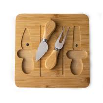 Kit Queijo 3 Peças com Tábua de Bambu