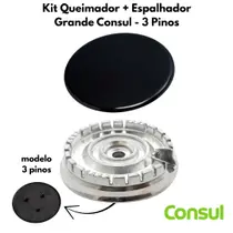 Kit Queimador + Espalhador Boca Grande Fogão Consul - 3 Pinos