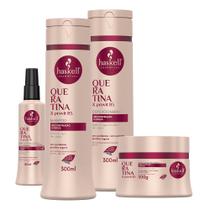 Kit Queratina & Provit B5 Haskell Shampoo Condicionador 300ml Máscara 300g Finalizador