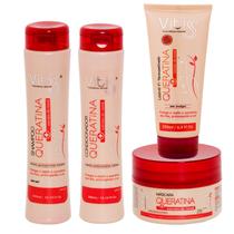 Kit Queratina Vitiss Shampoo Condicionador Mascara Leavein cabelos quimicamente tratado
