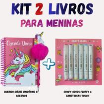 KIT QUERIDO DIÁRIO UNICÓRNIO Para Meninas com Adesivos+Livro Colorir Comfy Goods Fluffy e Cute 6 canetinhas Touch KIT QUERIDO DIÁRIO UNICÓRNIO Para Meninas com Adesivos+Livro Colorir Comfy Goods Fluffy e Cute 6 canetinhas Touch