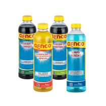 Kit Químicos Genco Choque Manutenção Clarificante Limpa Bordas