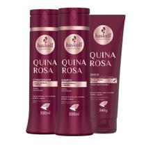 Kit Quina Rosa Haskell Shampoo Condicionador 300ml + Leave in