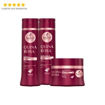 Kit Quina Rosa P Shampoo Condicionador Máscara Brilho Maciez