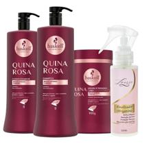 Kit Quina Rosa Sh + Cond 1L + Máscara 900ml + Finalizador Obrigatório Lourre 120ml