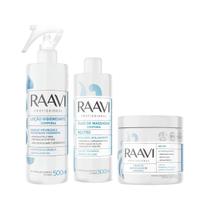 Kit Raavi Loção Higienizante 500ml+Oleo 500ml+Creme Neutro 500ml