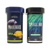 Kit Ração Nutricon Marinhos Flocos 35g + Spirulina Flocos 35g