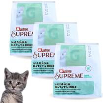 Kit Ração Super Premium Com 3 Pacotes Quatree Supreme Para Gatos Filhotes De 1kg Sabor Salmão