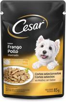 kit Ração Úmida Cesar Sachê Frango ao molho Para Cães Adultos 85 g com 5 unidades
