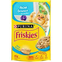 Kit Ração úmida Friskies adultos peixe branco ao molho sachê 85g - Caixa com 15 unidades