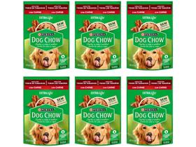 Kit Ração Úmida para Cachorro Adulto Sachê - Dog Chow ExtraLife Carne 6 Unidades 100g Cada