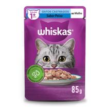 Kit Ração Úmida Peixe ao Molho para Gatos Adultos Castrados 40 Unidades Whiskas Sachê Kit Ração Úmida Peixe ao Molho para Gatos Adultos Castrados 40 Unidades Whiskas Sachê