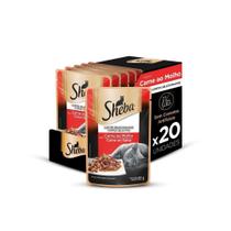 Kit Ração Úmida Sachê para Gatos Adultos Sabor Carne ao Molho 20 Unidades Sheba