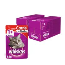 Kit Ração Úmida Whiskas Sachê Carne ao Molho para Gatos Adultos - 40 Unidades