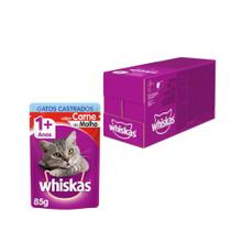 Kit Ração Úmida Whiskas Sachê Carne ao Molho para Gatos Adultos Castrados - 20 Unidades