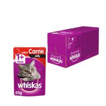 Kit Ração Úmida Whiskas Sachê Carne Jelly para Gatos Adultos - 20 Unidades