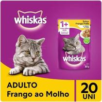 Kit Ração Úmida Whiskas Sachê Frango ao Molho para Gatos Adultos 20x85g