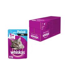 Kit Ração Úmida Whiskas Sachê Peixe Jelly para Gatos Adultos - 20 Unidades