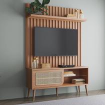 Kit Rack com Painel para TV com fita LED e tela Palhinha 139cm 100% MDF TB324F Dalla Costa Kit Rack com Painel para TV com fita LED e tela Palhinha 139cm 100% MDF TB324F Dalla Costa