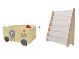 Kit Rack Para Livros + Caixote Toy Box Organizador Infantil