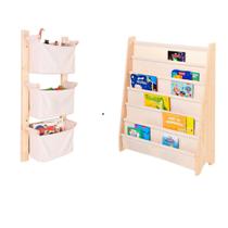 Kit Rack Para Livros Infantil 6 Bolsos + Organizador Pocket