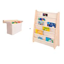 Kit Rack Para Livros Infantil 6 Bolsos + Organizador Pocket