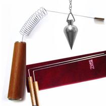 Kit Radiestesia: Dual Rod + Aurímetro ou Arameter + Pêndulo Pião Prata