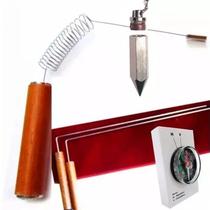 Kit Radiestesia: Dual Rod + Aurímetro + Pêndulo Sextavado Prateado + Bússola