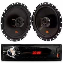 Kit Rádio Automotivo MP3 Kube KU 1100 Bluetooth com 2 Alto Falantes JBL 6 pol 6TRFX55 55W Potente