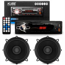 Kit Rádio Automotivo MP3 Player Kube KU1100 Bluetooth e 2 Alto Falantes Bomber 5 Pol 55W Potente