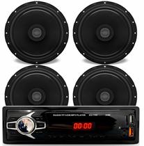 Kit Rádio Automotivo MP3 Player Kube KU1100 Bluetooth e 4 Alto Falantes Bomber 6 pol 55W Potente