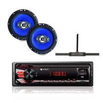 Kit Rádio Bluetooth + Antena Fm + Falante De 6 Pol Orion 55w
