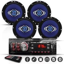 Kit Radio BT USB e 2 Pares Alto Falante Hurricane CM6 6 Pol