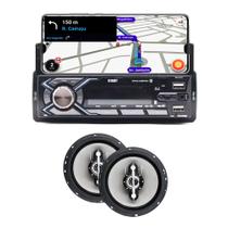 Kit Rádio C/ Suporte Celular Bt Carro + Falante 6 Pol 200w