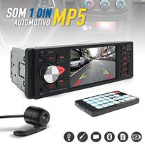 Kit Rádio C/ Tela + Câmera de Ré 1 Din Fiat Linea 2009 2010 2011 2012 Bluetooth Pen Drive Cartão SD Entrada Auxiliar