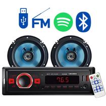 Kit Radio Carro Auto Falante Som Automotivo Controle Mp3 Bluetooth Usb Fm