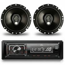 Kit Rádio JBL Celebrity 150 BT USB FM Auxiliar e Par Alto Falante 6 pol Bomber BBR Triaxial 120W