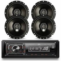 Kit Rádio JBL Celebrity Automotivo 150 BT USB FM Auxiliar e 4 Alto Falantes 6 Bomber BBR Triaxial 240W