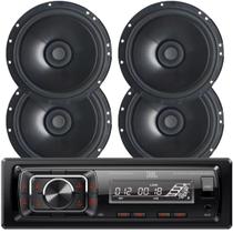 Kit Radio Jbl Som Automotivo + 4x Alto Falante Bomber 6 Pol Kit Radio Jbl Som Automotivo + 4x Alto Falante Bomber 6 Pol