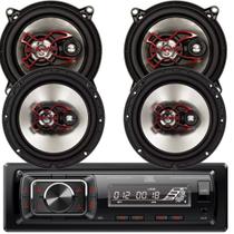 Kit Rádio Jbl Som Automotivo + Alto Falante Bravox 5 E 6 Pol