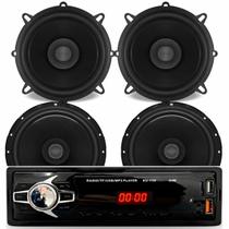 Kit Rádio Kube Automotivo MP3 Player KU1100 Bluetooth com 4 Alto Falantes Bomber 6 e 5 Pol 55w Potente