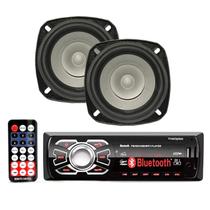 Kit Radio Mp3 Bluetooth Carro + 2 Falantes 4 Pol Full Range