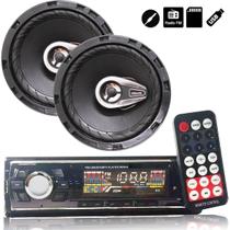 Kit Radio Mp3 Fm Usb Aux + Par Falante 6 pol Prime Carro