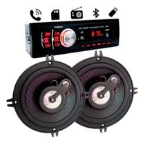 Kit Radio MP3 Player Automotivo SD Bluetooth Pendrive USB FM + Par Alto Falantes 5 Polegadas Extreme 110 watts